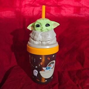 Star‎ Wars The Mandalorian Grogu Child Halloween Plastic Cup With Straw 13oz